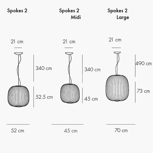 Spokes 2 LED - lampada a sospensione misure - Ceriani Luce